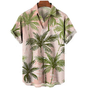 3D Coconut Tree Hawaiian Shirts For Men  Summer Beach Short Sleeve