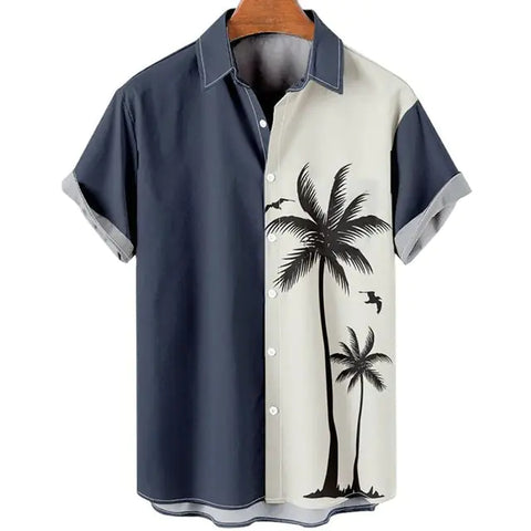 3D Coconut Tree Hawaiian Shirts For Men  Summer Beach Short Sleeve