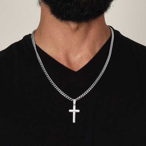 Artisan Cross Necklace on Cuban Chain